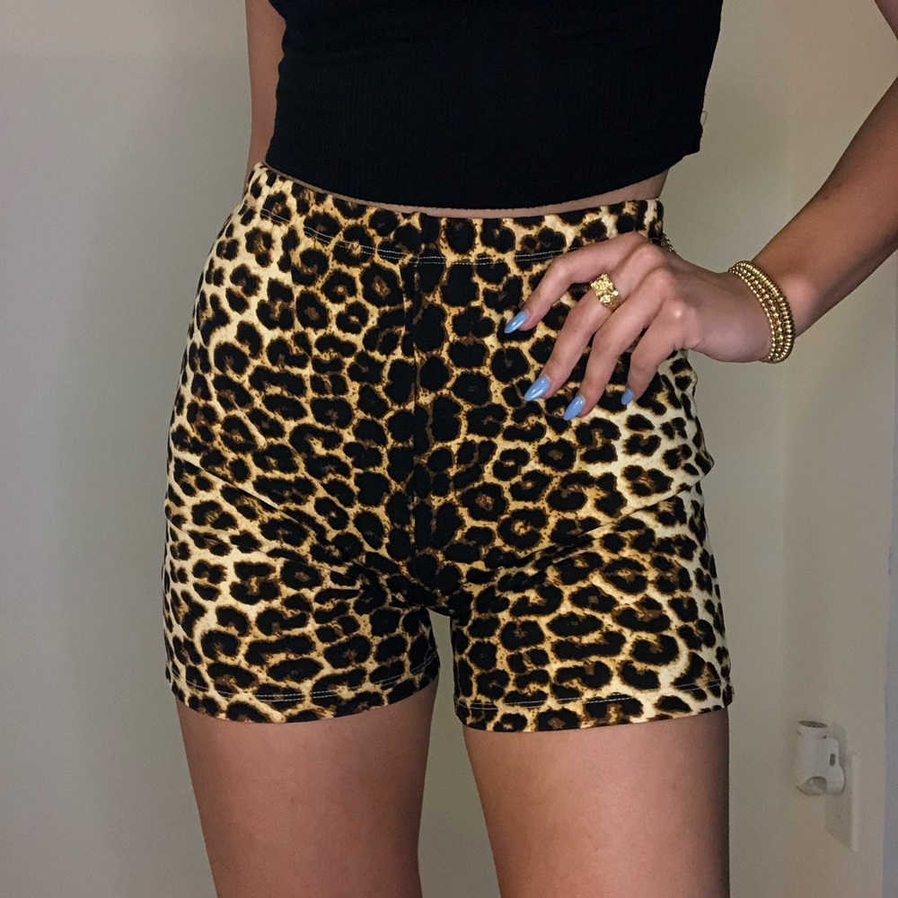 leopard biker shorts